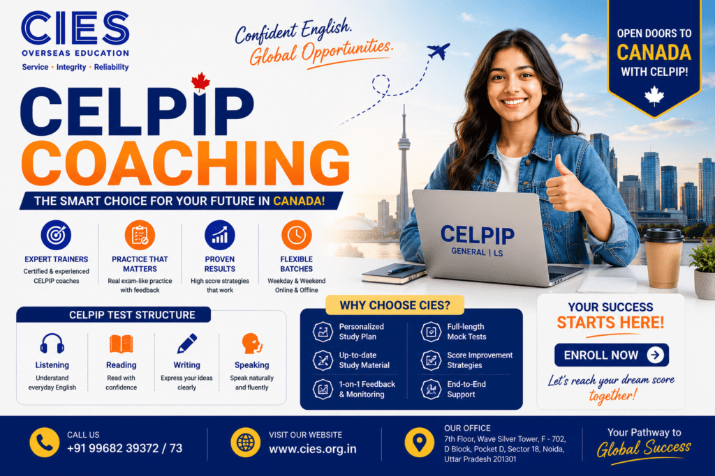 CELPIP coaching class at CIES Overseas Education in Noida with expert trainer