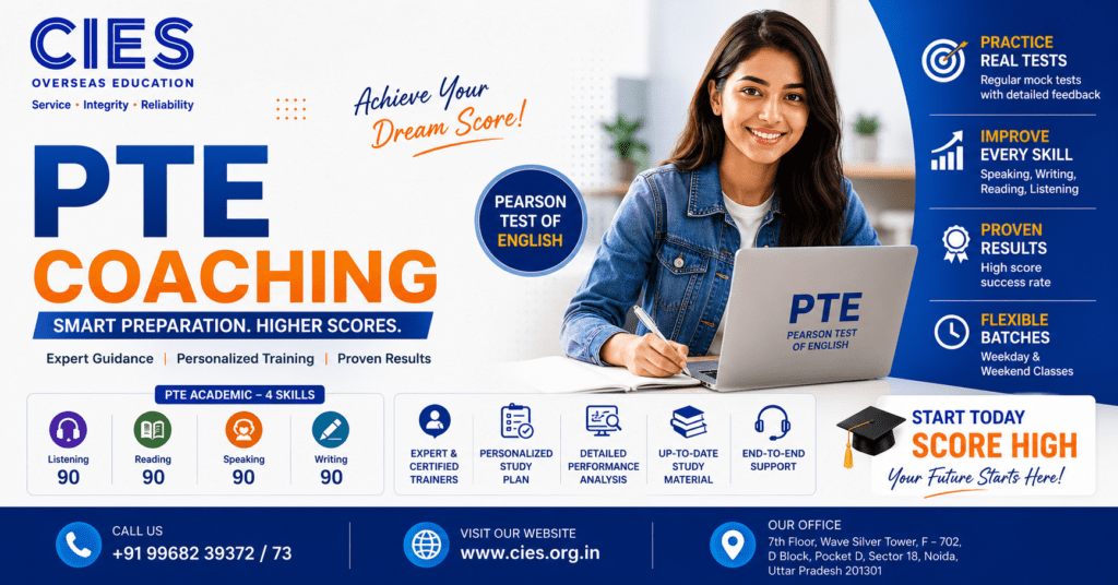 PTE Academic preparation mock test practice at coaching institute