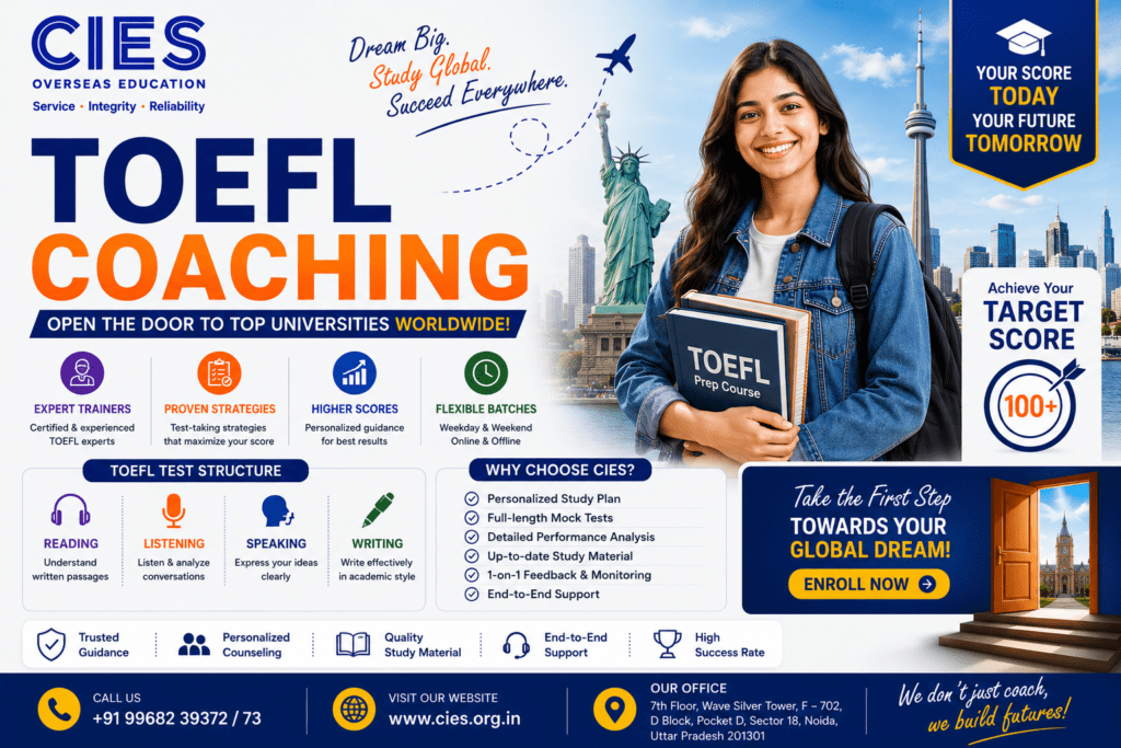 TOEFL coaching class at CIES Overseas Education with expert trainer in Noida