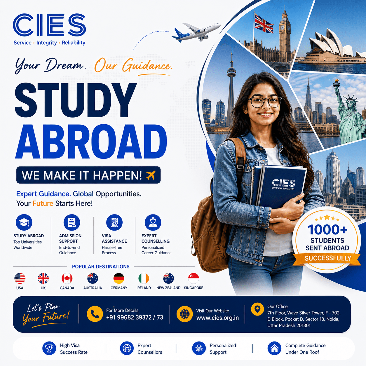 Best study abroad consultancy in India providing overseas education guidance, student visa assistance, university admissions, scholarships, and SOP support for Indian students