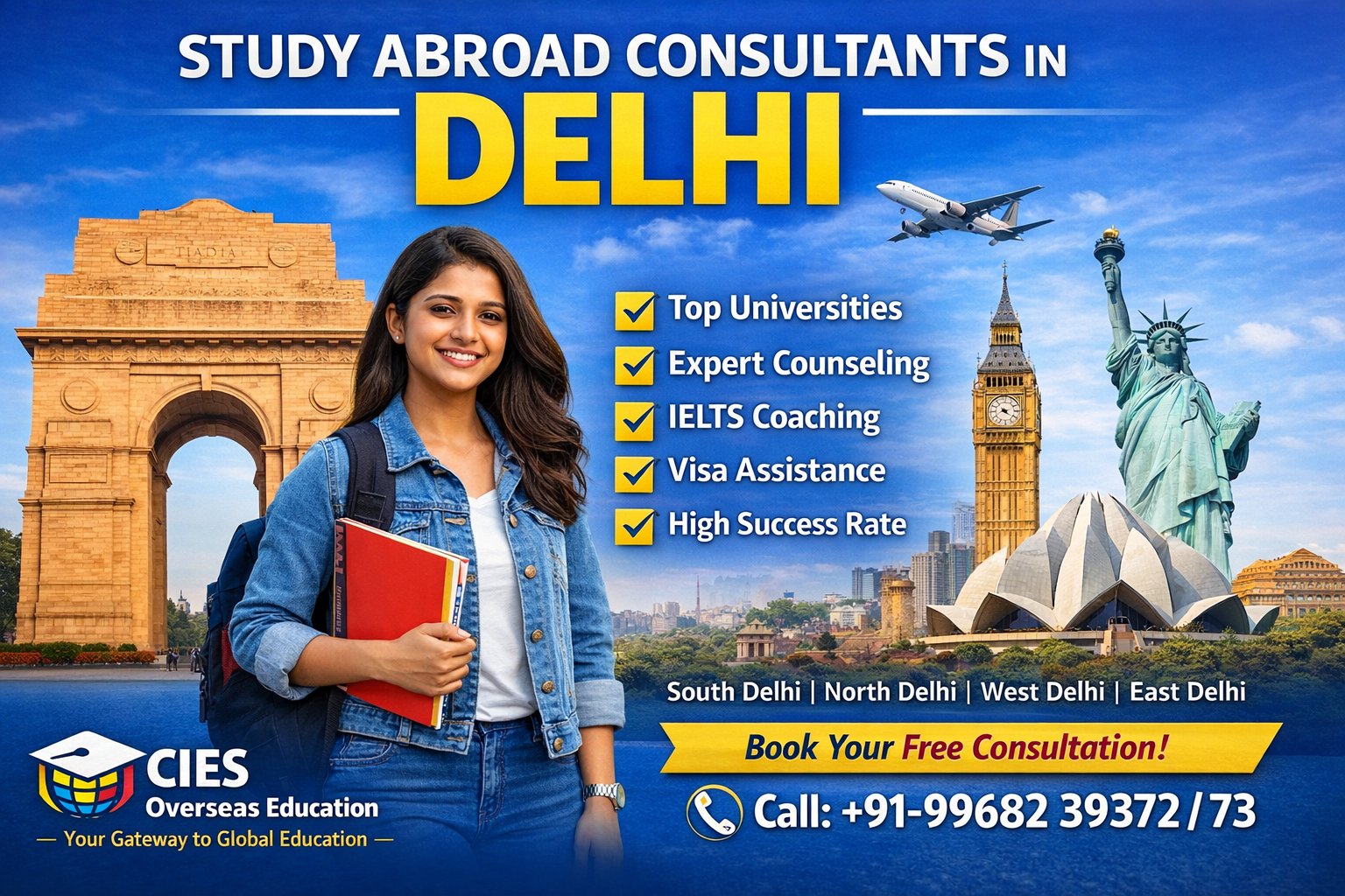 Study abroad consultants in Delhi – CIES Overseas Education offering IELTS coaching and visa assistance