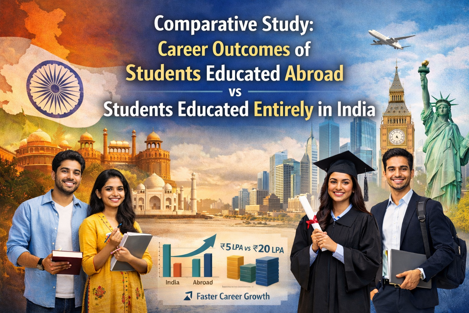 Comparative study of career outcomes of students educated abroad versus students educated entirely in India