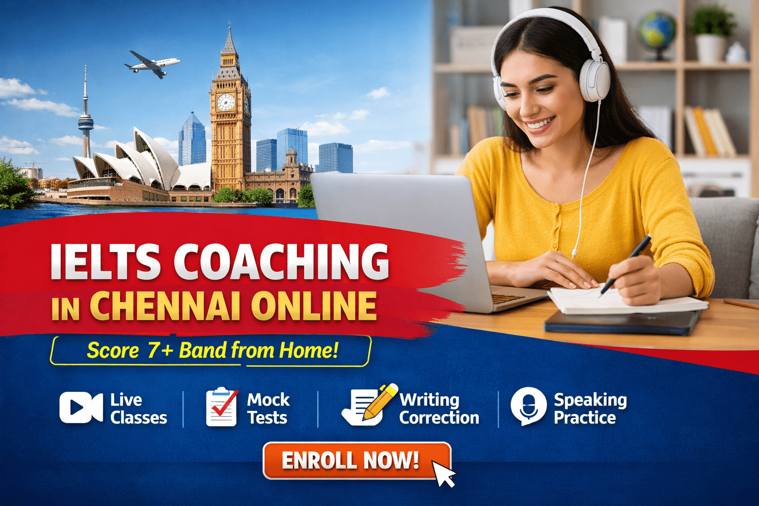 IELTS coaching in Chennai online with live classes, mock tests, writing correction and speaking practice