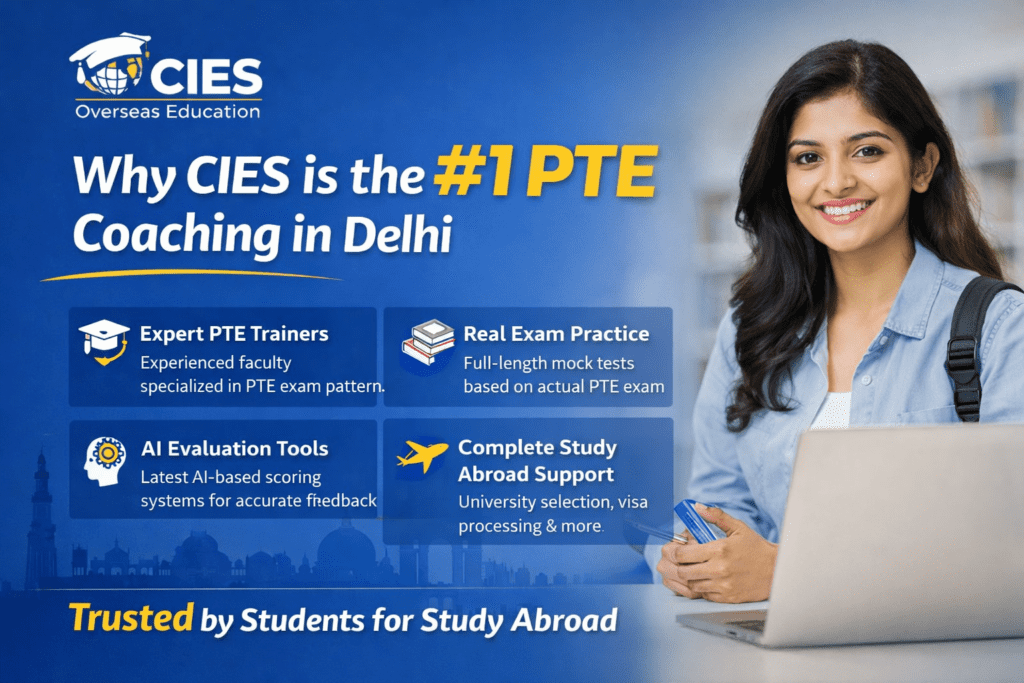 Best PTE training institute in Delhi offering AI evaluation tools and study abroad support