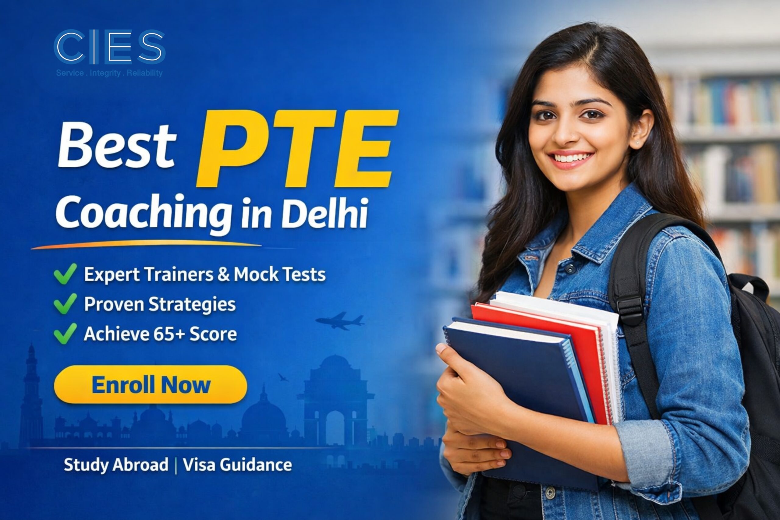 Best PTE Coaching in Delhi by CIES Overseas Education with expert trainers, mock tests, and study abroad guidance