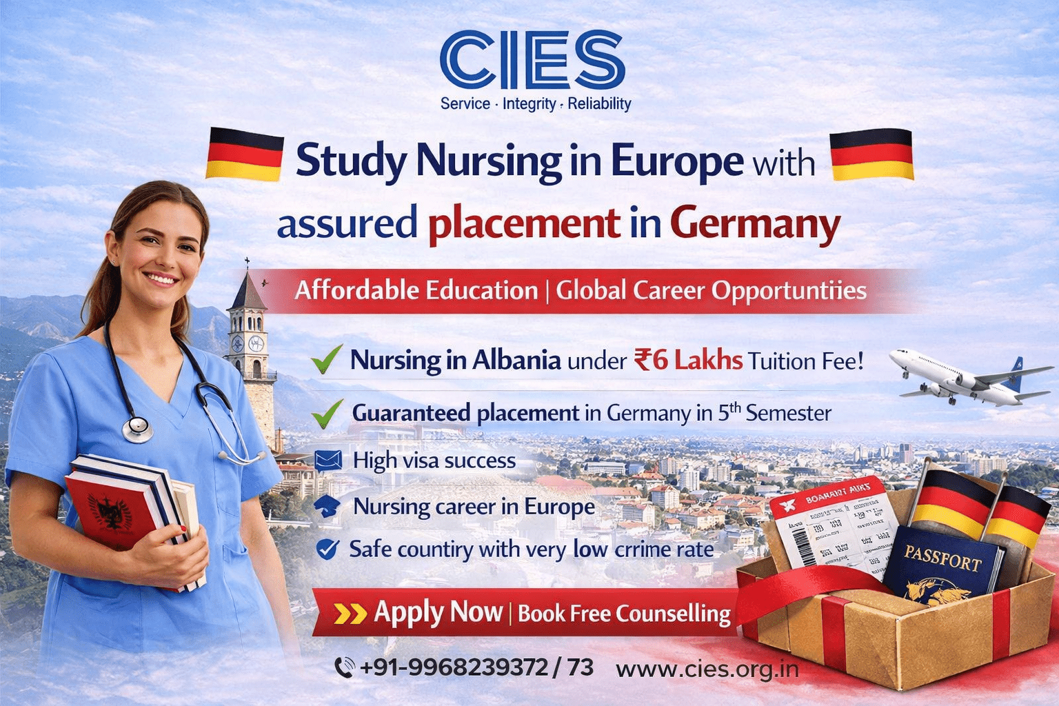 Study Nursing in Europe with assured placement in Germany – affordable nursing program in Albania