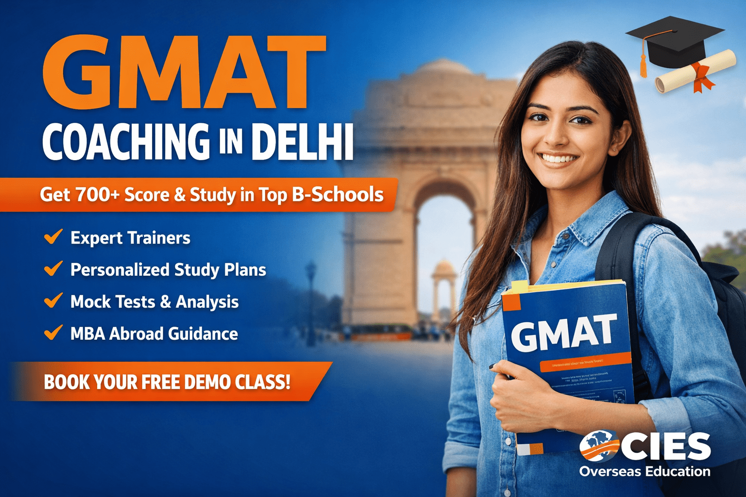 GMAT coaching in Delhi with expert trainers and 700+ score preparation at CIES Overseas Education