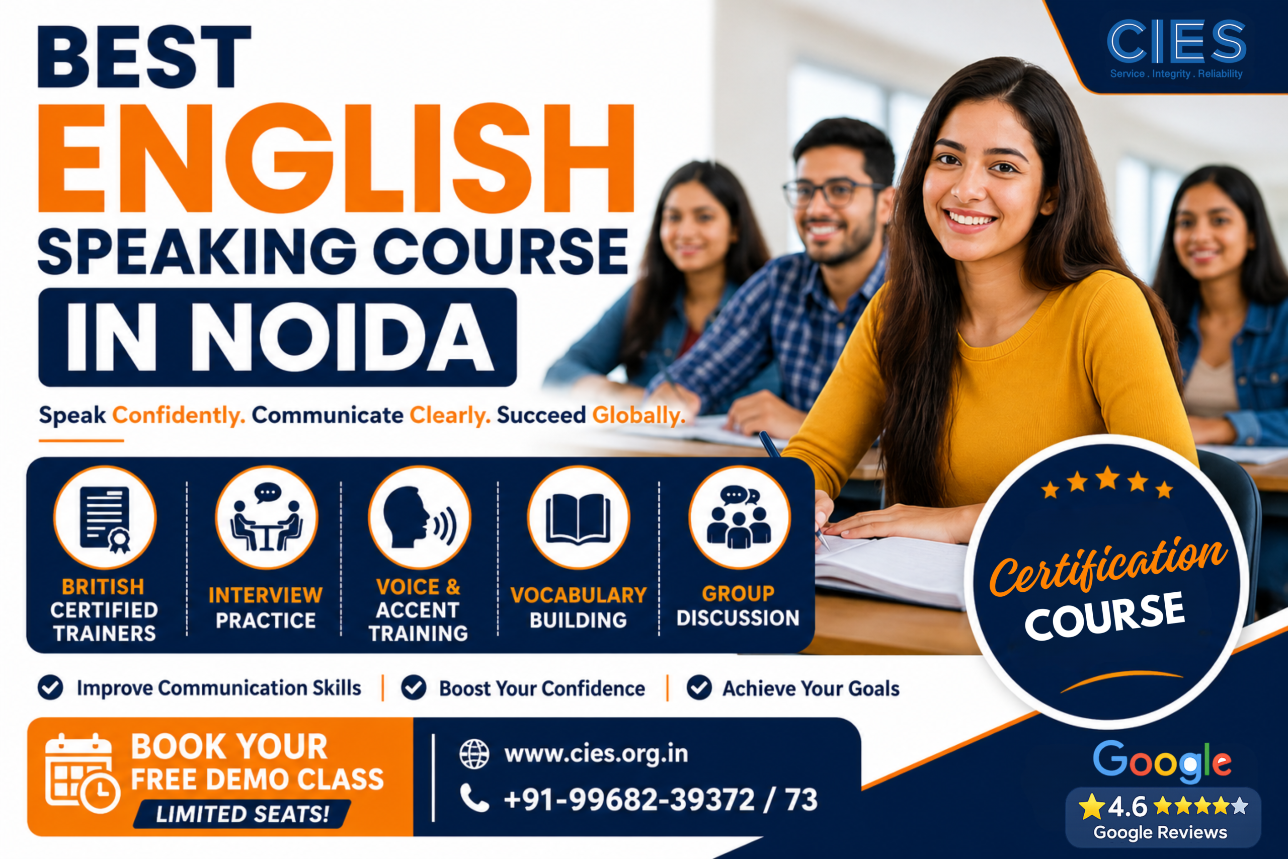 Best English speaking Course in Noida with expert trainers and students practicing communication
