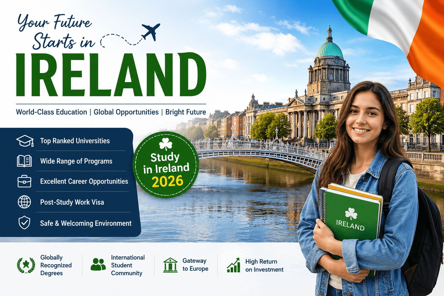 Study in Ireland for International Students 2026 – Top Universities, Student Visa, Scholarships & Career Opportunities in Ireland