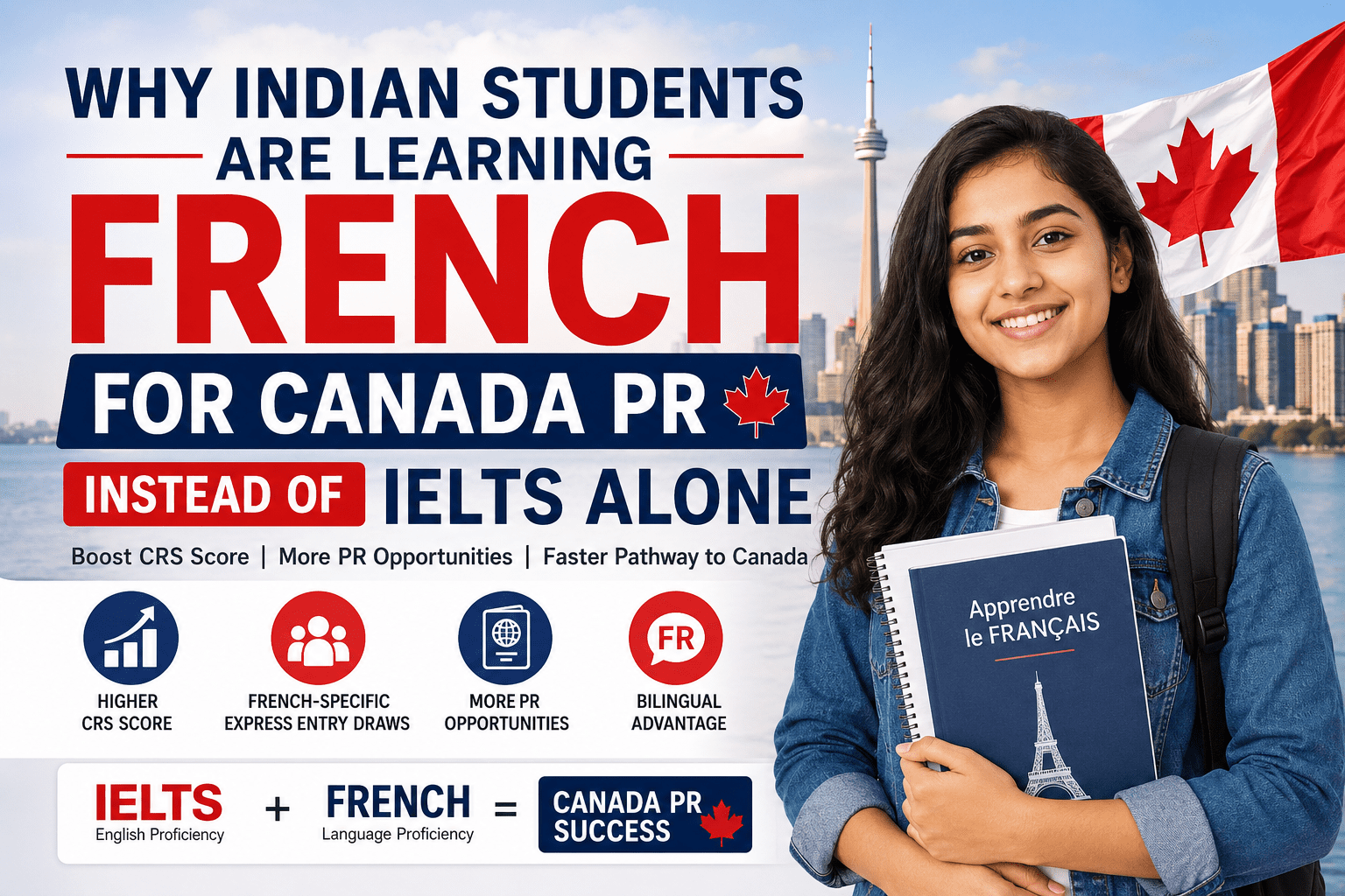 Indian students learning French for Canada PR to increase CRS scores and improve Express Entry immigration opportunities
