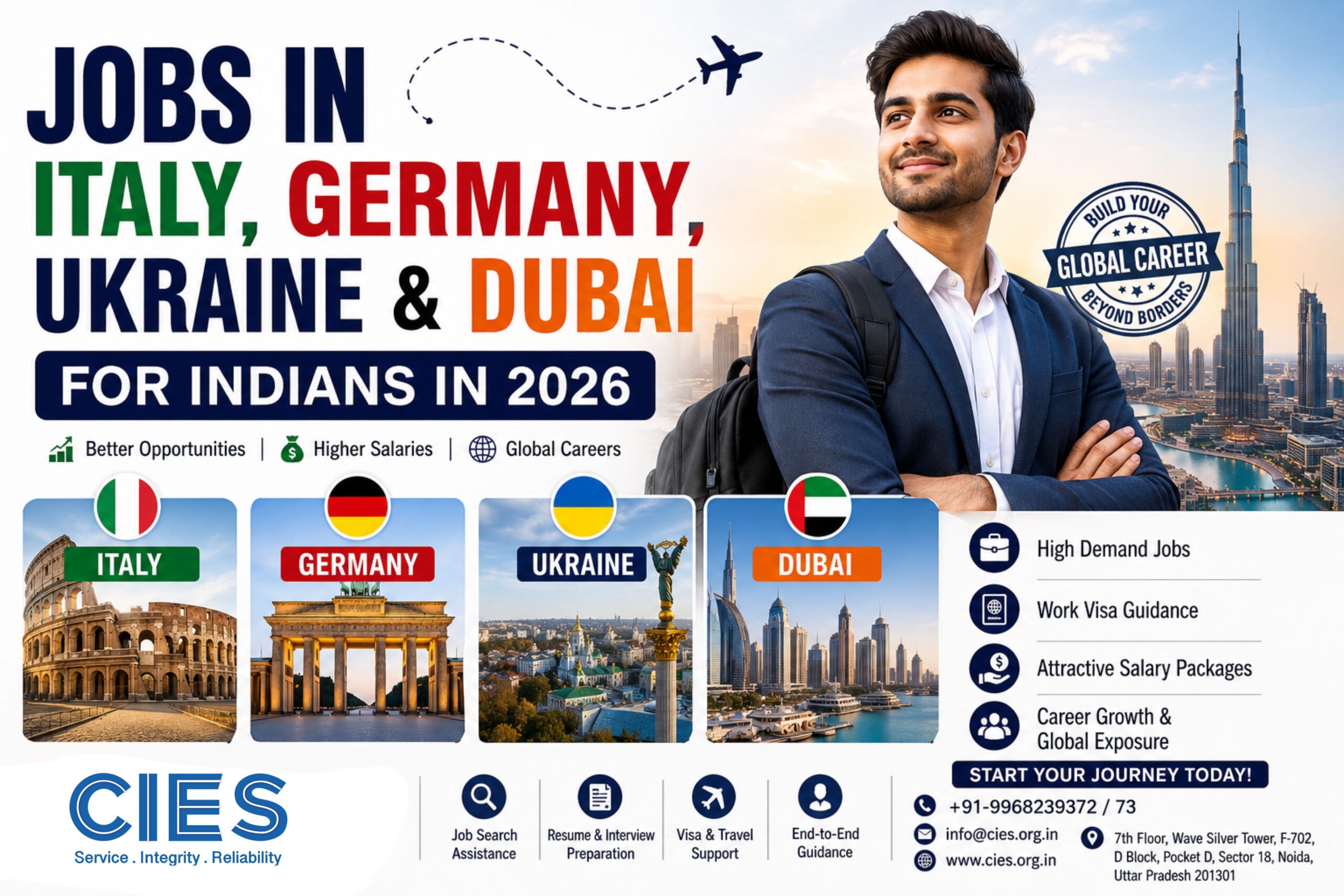 Jobs abroad for Indians in Italy, Germany, Ukraine and Dubai in 2026