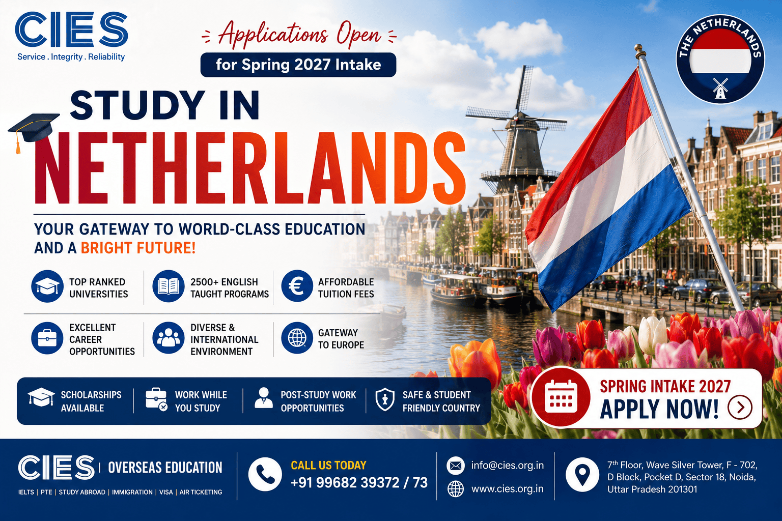 Study in Netherlands for Indian Students 2027 – Universities, Fees, Scholarships & Student Visa