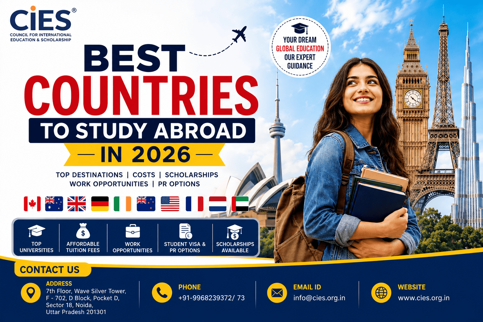 Best Countries to Study Abroad in 2026 for Indian Students – Compare Canada, Australia, UK, Germany, Ireland, New Zealand, USA, France, Netherlands, and Dubai