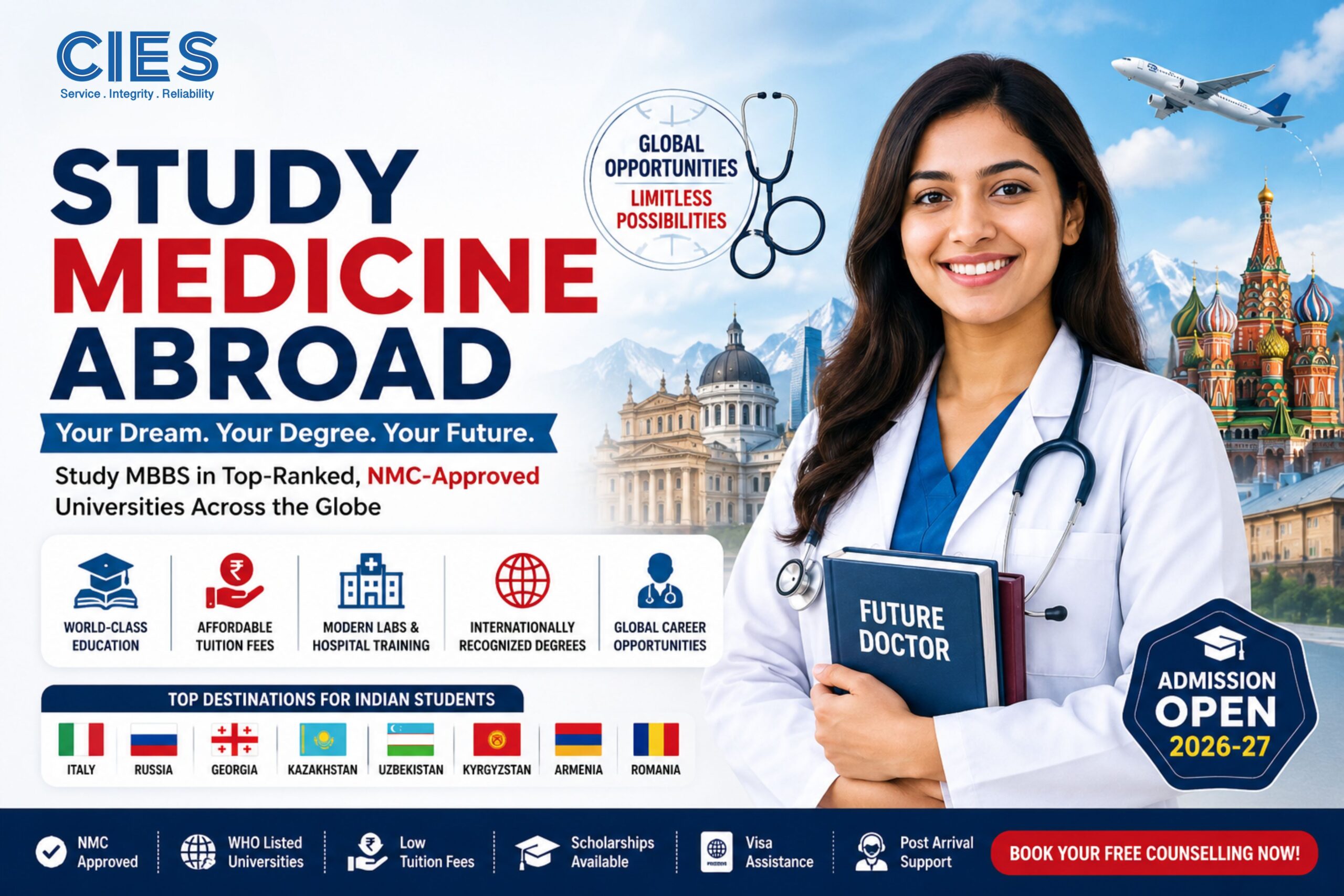 Study Medicine Abroad 2026–2027 – Complete MBBS Guide for Indian Students by CIES Overseas Education